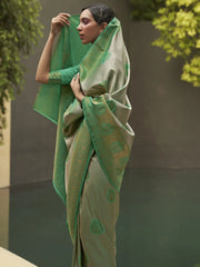 Women's Linen Cream Woven Design Designer Saree With Blouse Piece-KOSKI293003
