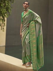 Women's Linen Cream Woven Design Designer Saree With Blouse Piece-KOSKI293003