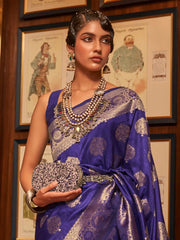 Women's Blend Pink Woven Design Designer Saree With Blouse Piece-KQALIB328002