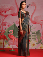 Women's Cotton Off White Printed Designer Saree With Blouse Piece-MINAXI1604