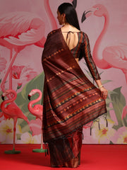 Women's Cotton Red Printed Designer Saree With Blouse Piece-MINAXI3010
