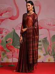Women's Cotton Red Printed Designer Saree With Blouse Piece-MINAXI3010