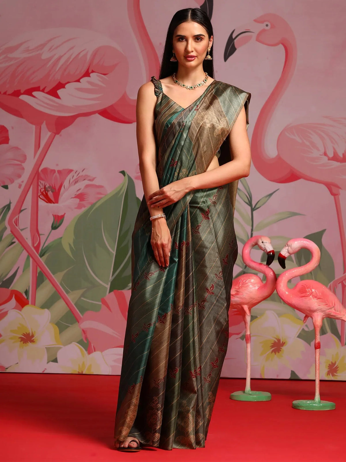 Women's Cotton Slub Blue Printed Designer Saree With Blouse Piece-NAVYA119