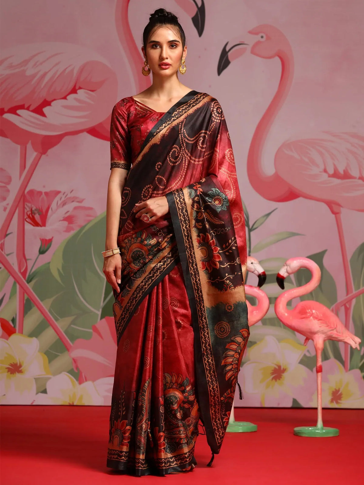Women's Cotton Slub Green Printed Designer Saree With Blouse Piece-NAVYA114