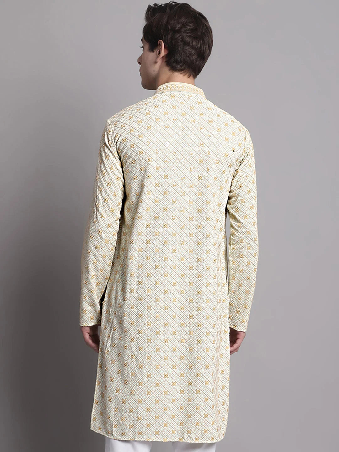 Light Green Chikankari Men's Kurta | Indian Kurta for Men