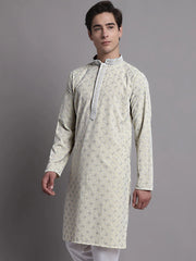 Men's Yellow Chikankari Embroidered and Sequence Kurta