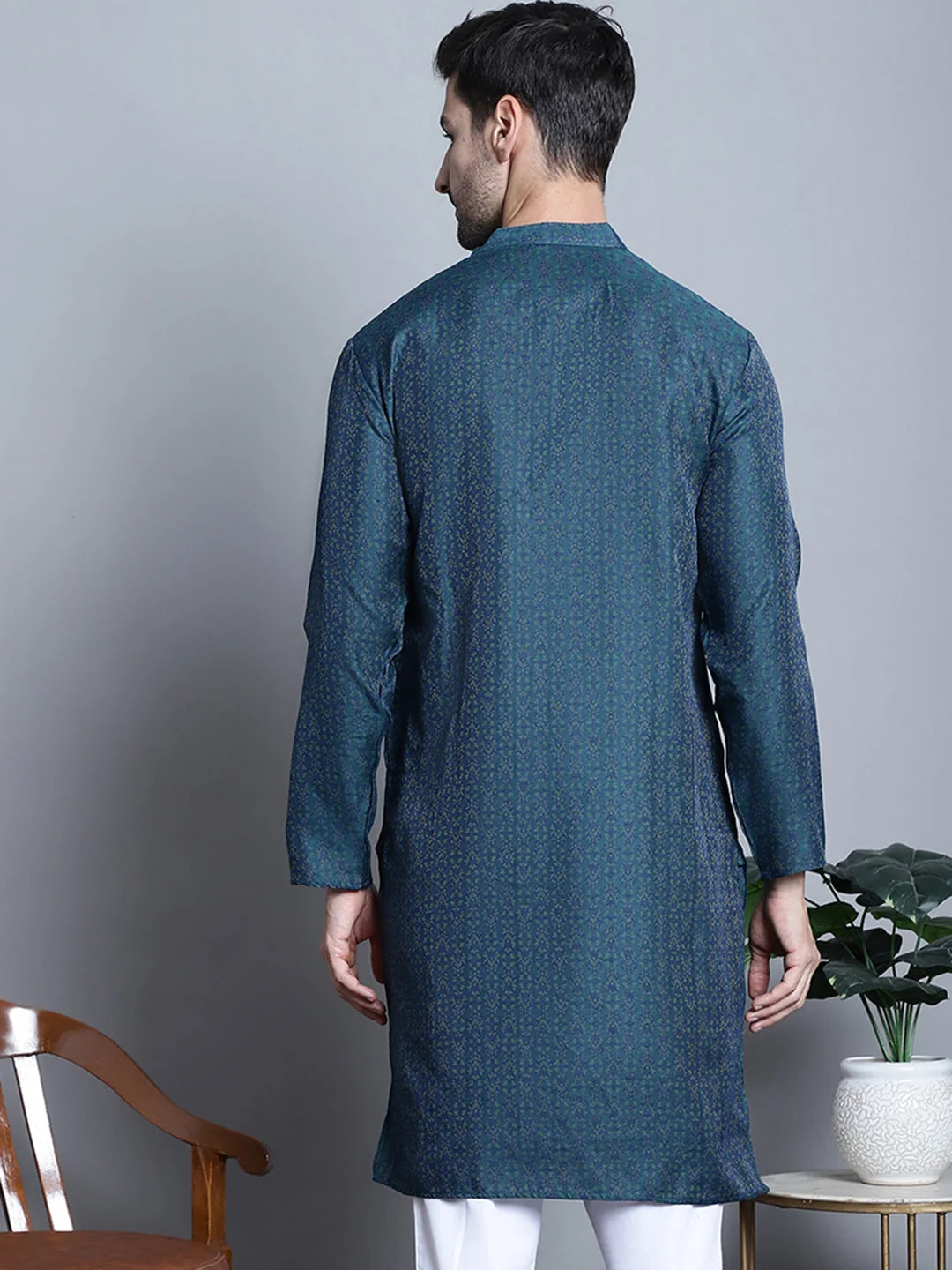 Navy Blue Kurta: Men's Indian Kurta for Festive Occasions