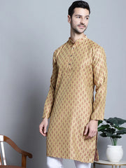 Men Yellow Woven Design Kurta Only