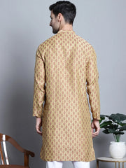 Men Yellow Woven Design Kurta Only