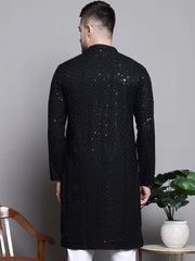 Sequin Solid Embroidered Pure Cotton Kurtas