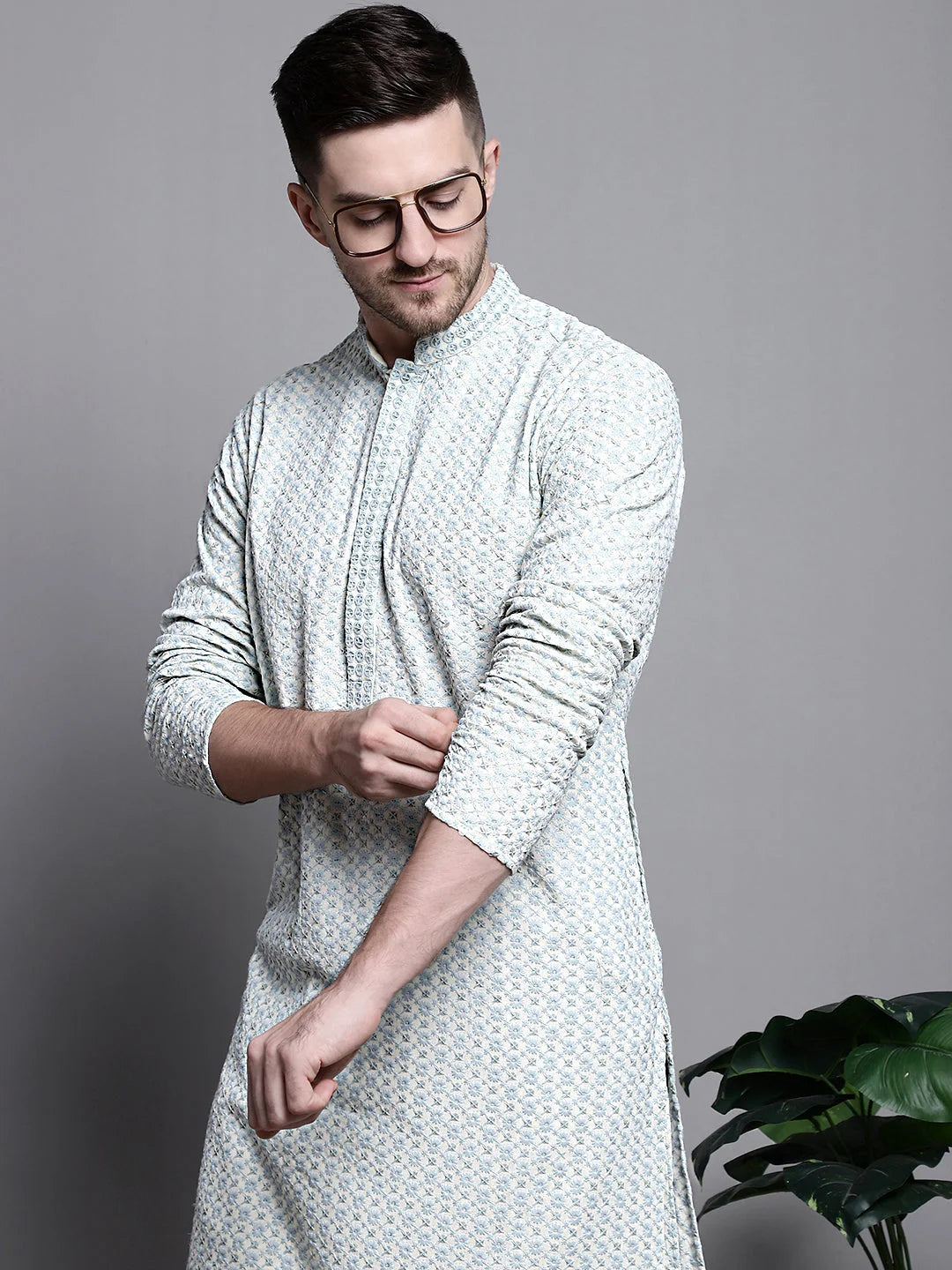 Sequin Embroidered Pure Cotton Kurtas-KO-5008