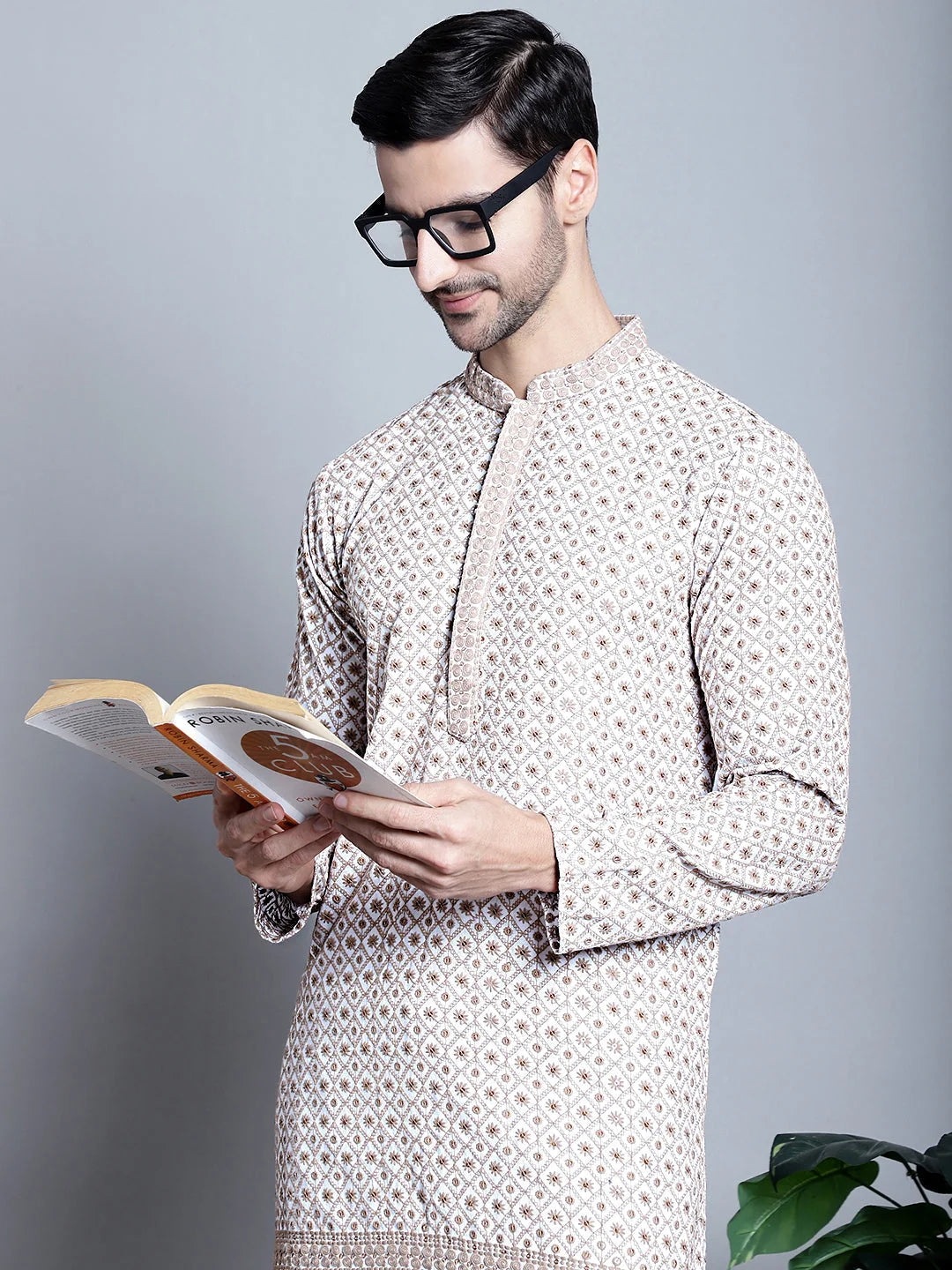 Men's Chikankari Embroidered Kurta Only-KO 5009