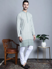 Men's Chikankari Styled Embroidered Kurta Only