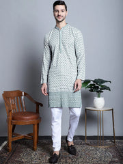 Men's Chikankari Styled Embroidered Kurta Only