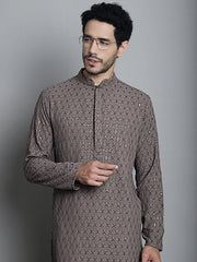 Men's Chikankari Design Embroidered and Sequence Kurta Only