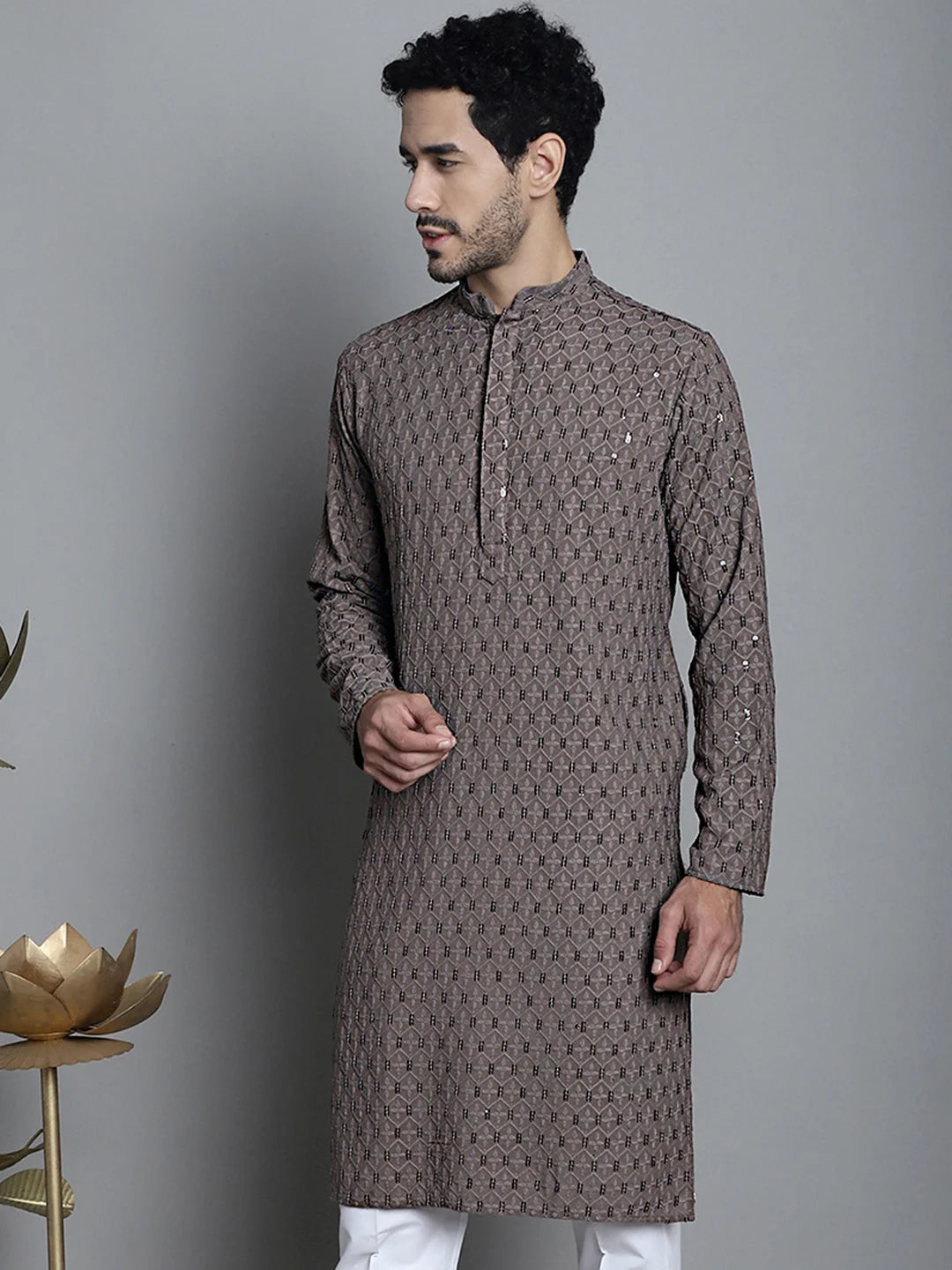 Elegant Chikankari Kurta for Men - Embroidered Indian Kurta