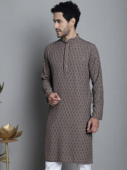 Men's Chikankari Design Embroidered and Sequence Kurta Only