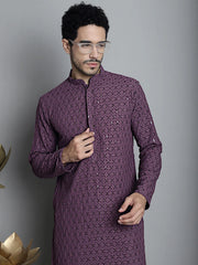 Men's Chikankari Embroidered and Sequence Kurta Only Style