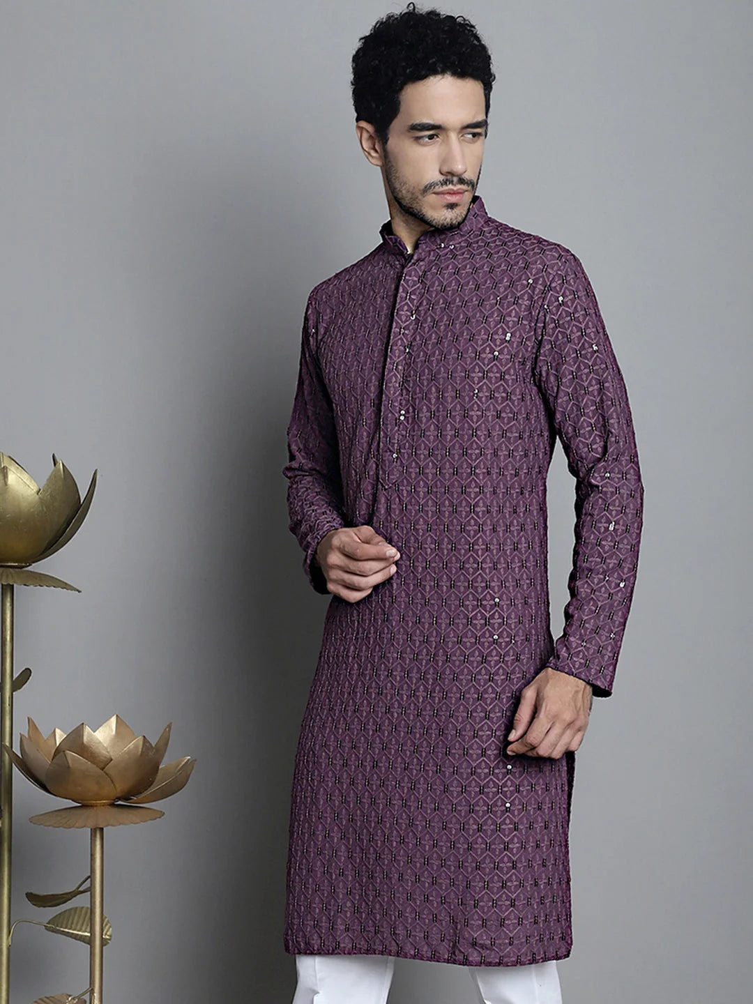 Men's Chikankari Embroidered Kurta - Stylish Indian Kurta
