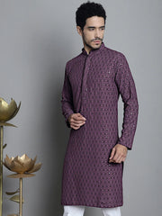Men's Chikankari Embroidered and Sequence Kurta Only Style