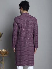 Men's Chikankari Embroidered and Sequence Kurta Only Style