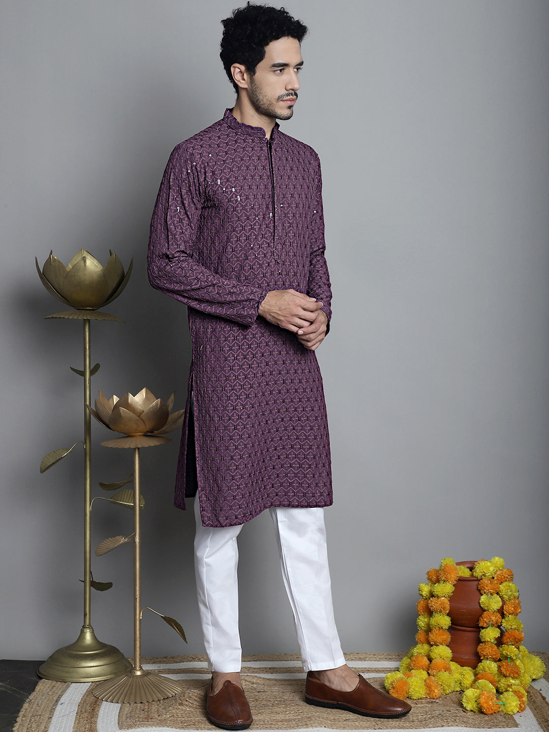 Men's Chikankari Embroidered Kurta - Stylish Indian Kurta