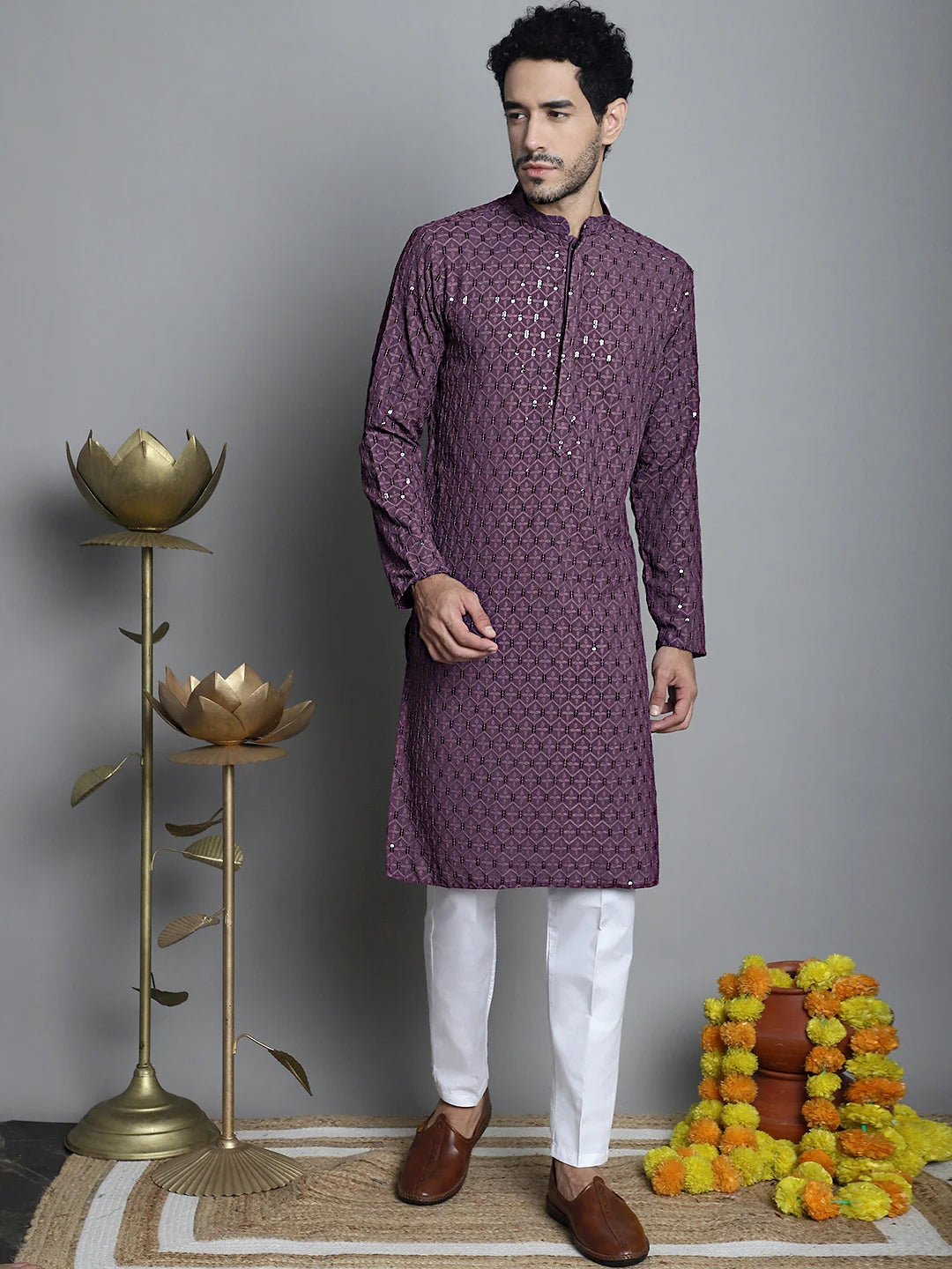 Men's Chikankari Embroidered Kurta - Stylish Indian Kurta