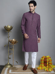 Men's Chikankari Embroidered and Sequence Kurta Only Style