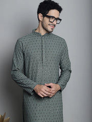 Men's Chikankari Embroidered and Best Sequence Kurta Only