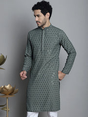 Men's Chikankari Embroidered and Best Sequence Kurta Only