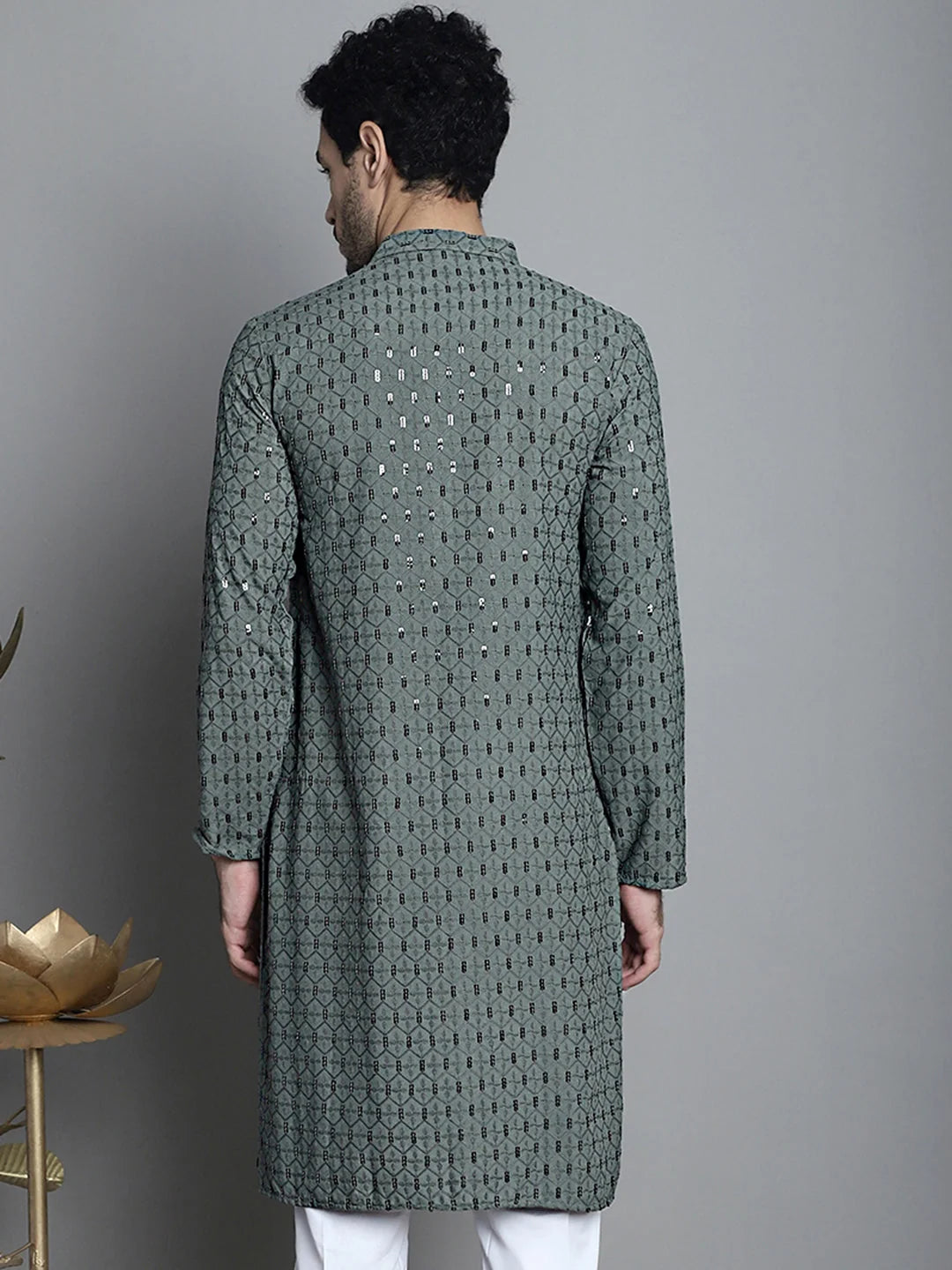 Men's Chikankari Kurta - Embroidered Indian Kurta for Men