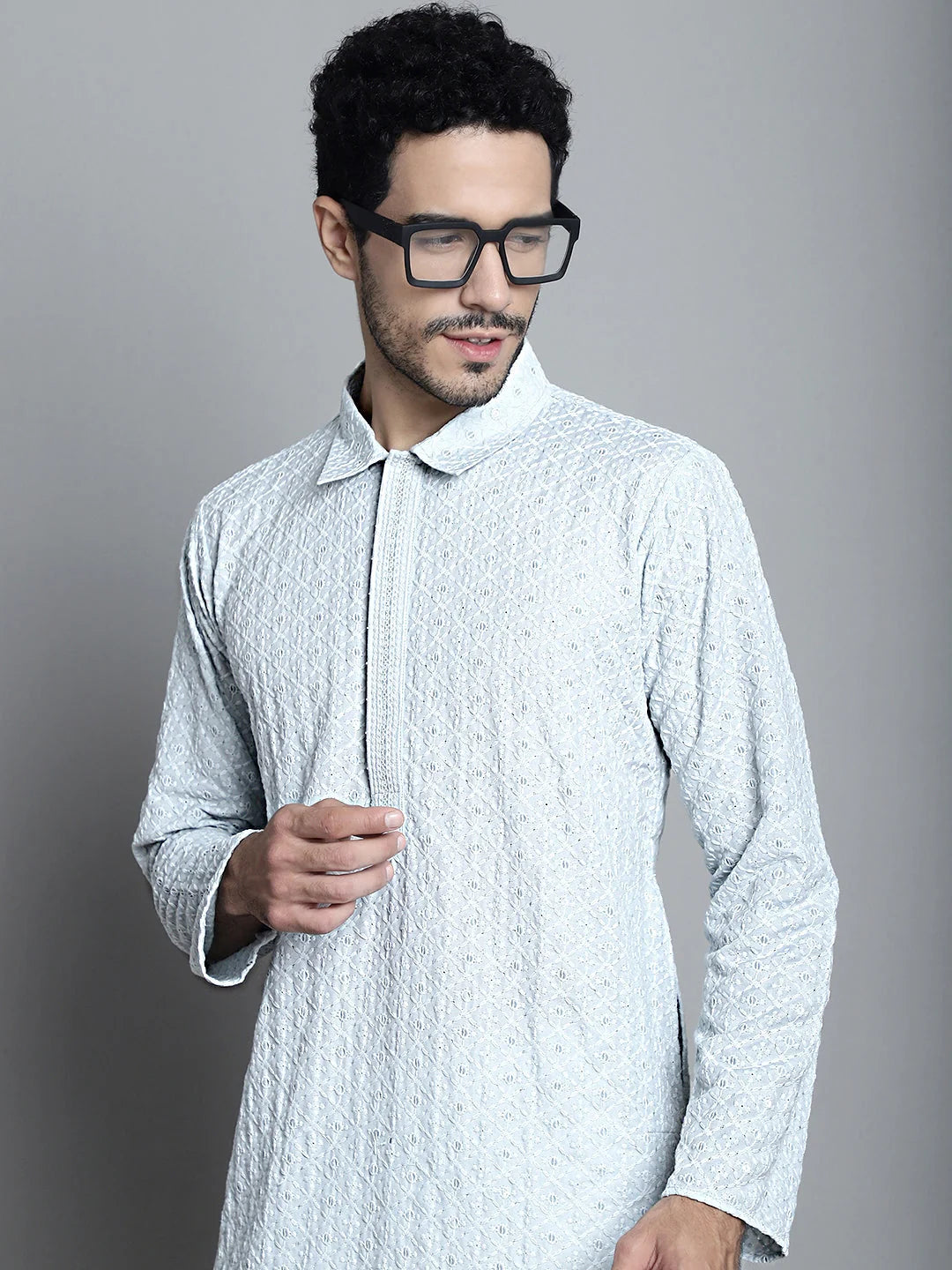 Men's Chikankari Embroidered Kurta | Indian Kurta Online