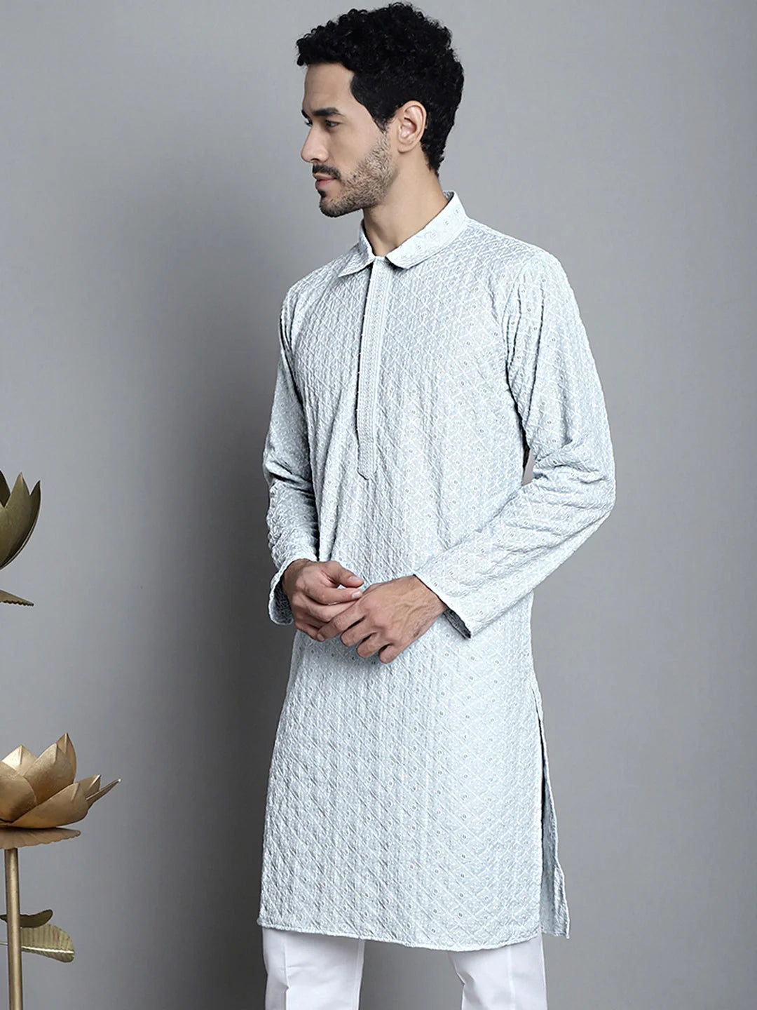 Men's Chikankari Embroidered Kurta | Indian Kurta Online