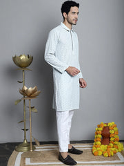 Men's Chikankari Embroidered and Sequence Quality Kurta Only
