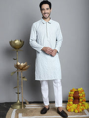 Men's Chikankari Embroidered and Sequence Quality Kurta Only