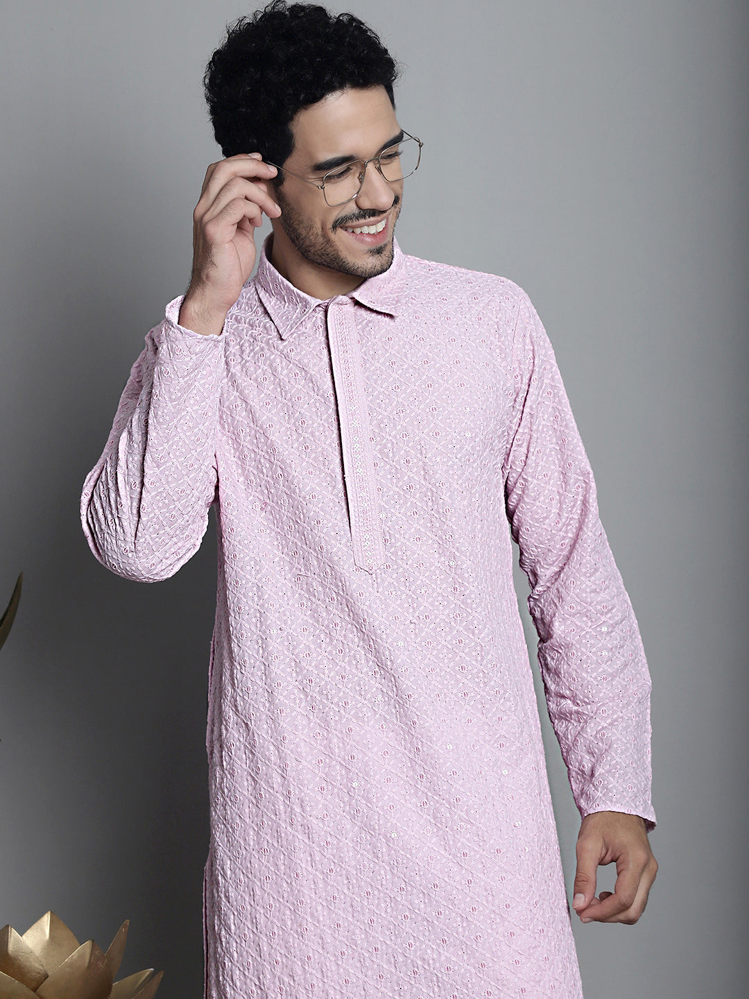 Chikankari Embroidered and Sequence Kurta Only