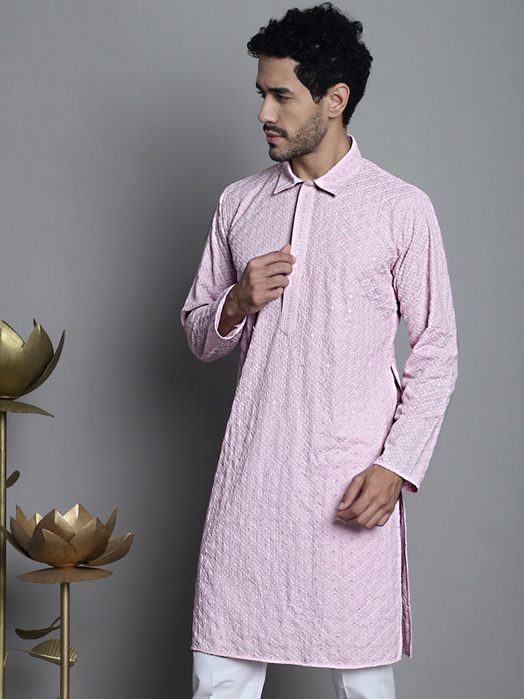Chikankari Embroidered Kurta Only | Mens Indian Kurta