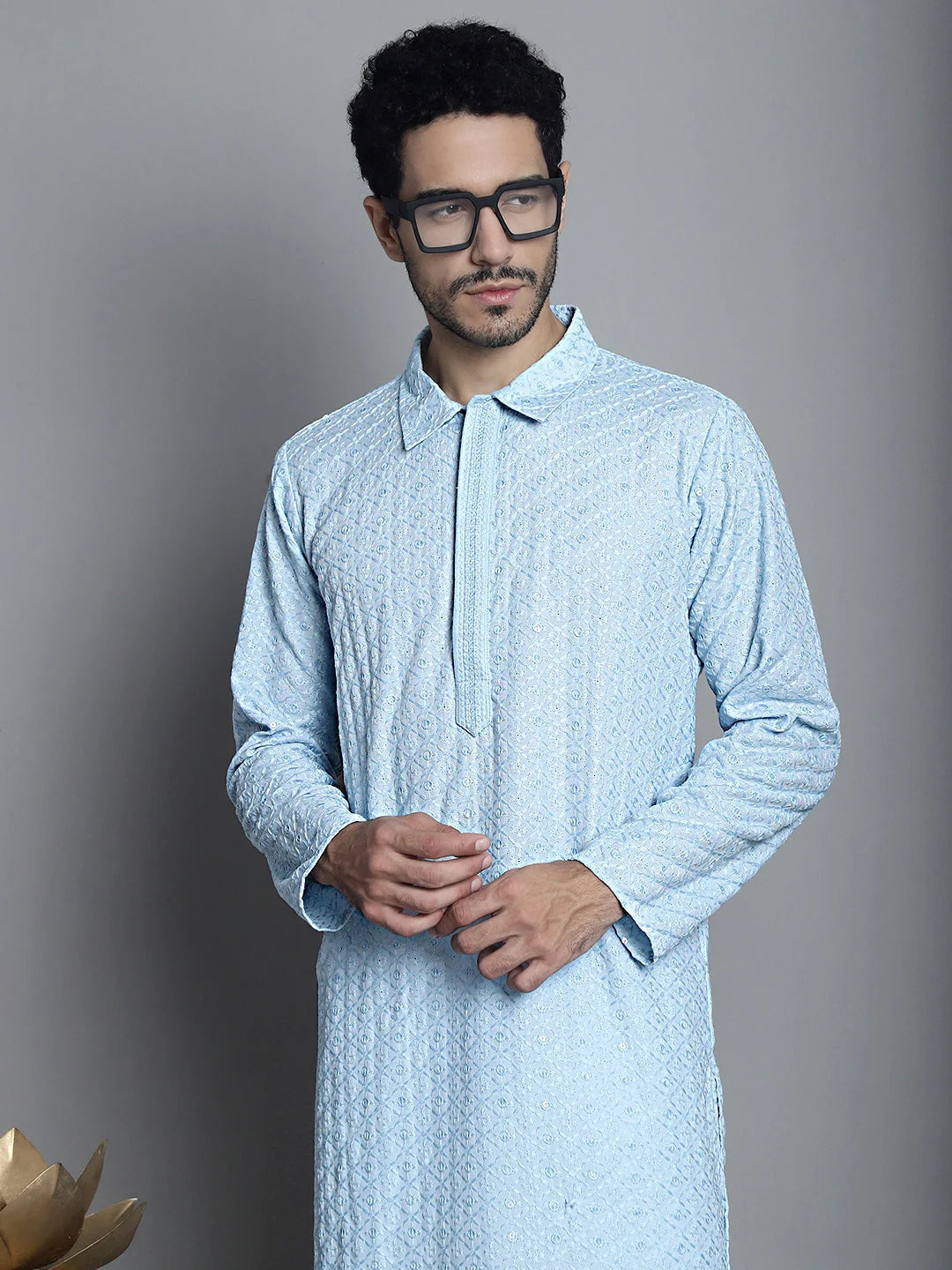 Men's Chikankari Embroidered Kurta | Indian Kurta for Men