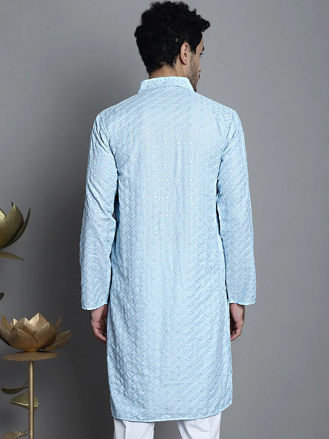 Men's Chikankari Embroidered Kurta | Indian Kurta for Men