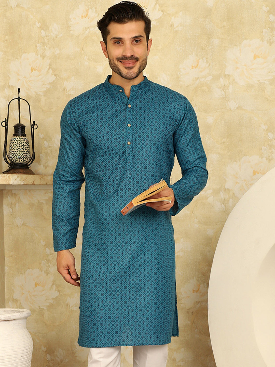 DesiQlo Men Printed Kurta Only - Blue - KO_5012Blue_S