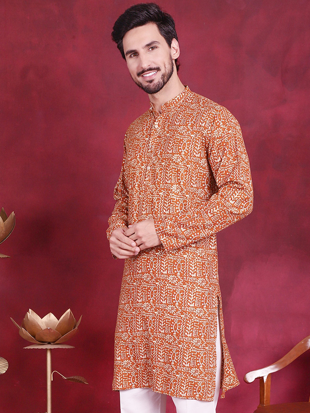 Mustard Mens Kurta - Stylish Indian Kurta for Men Online