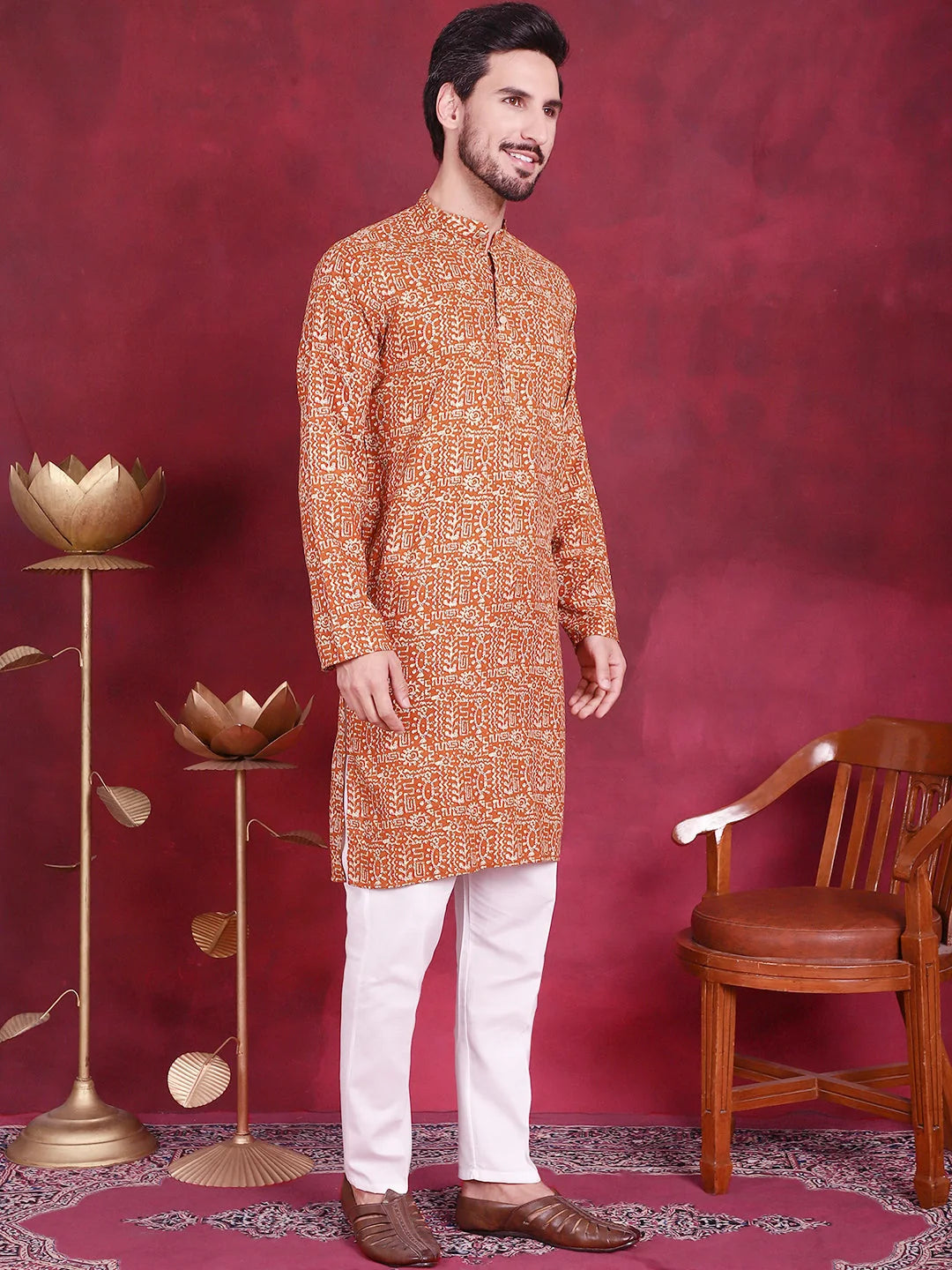 Mustard Mens Kurta - Stylish Indian Kurta for Men Online