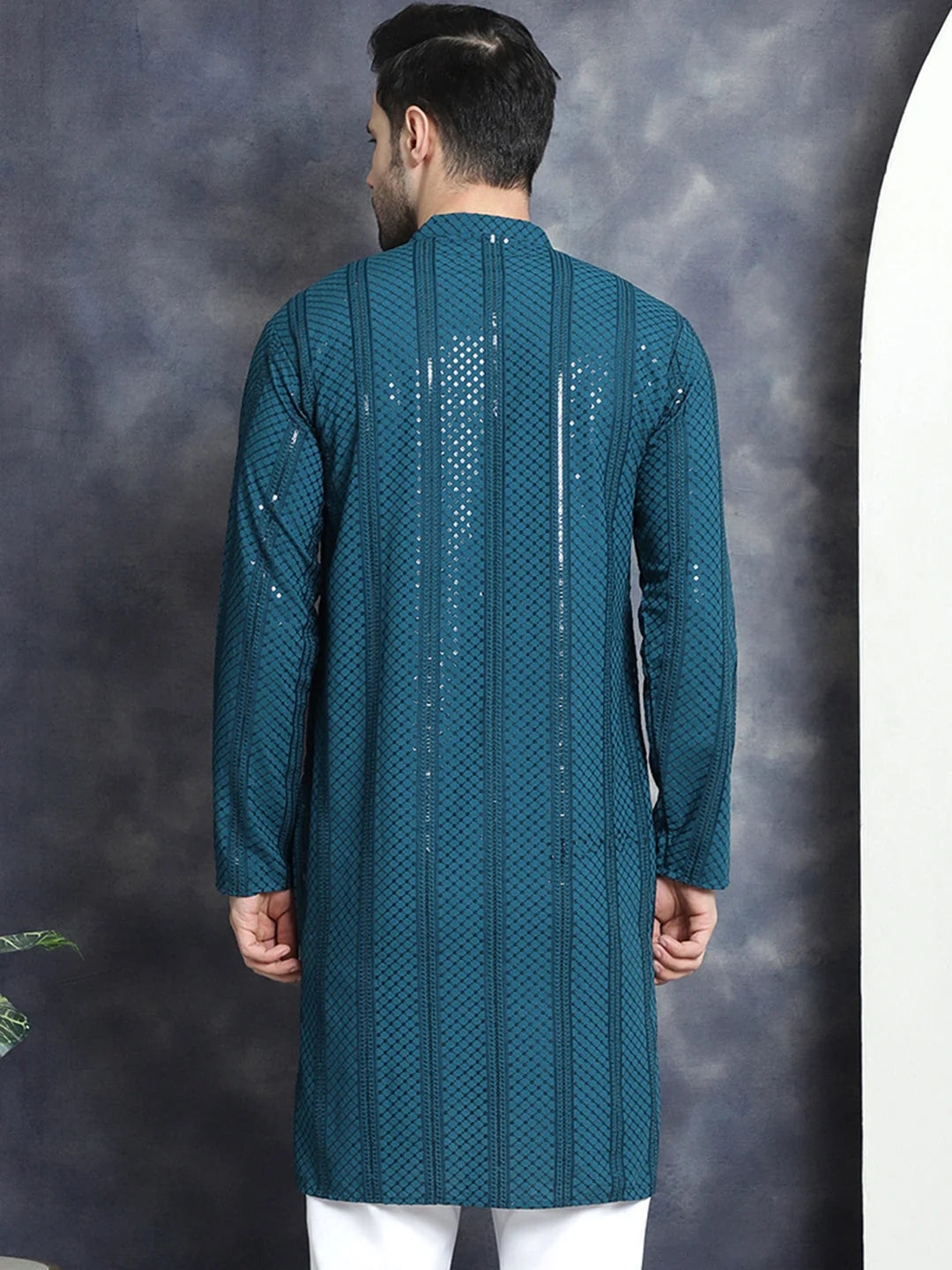 Peacock Sequins Chikankari | Indian Kurta for Men | Men's Kurta