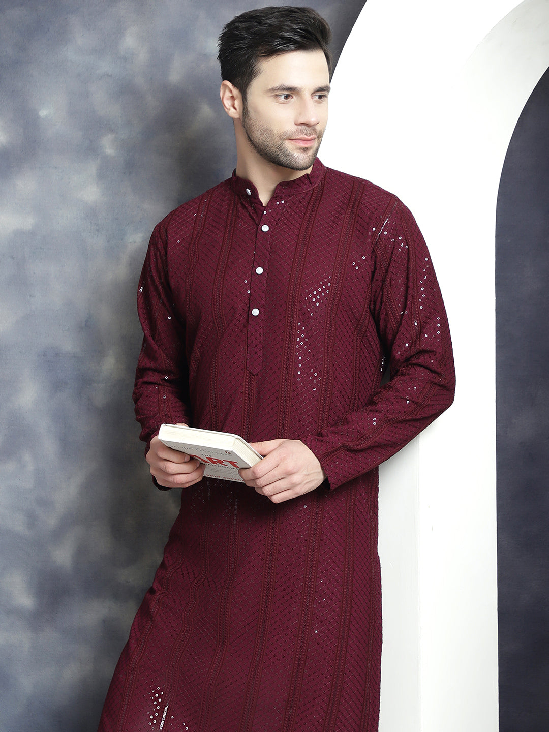 Chikankari Embroidered Men's Kurta | Indian Kurta Collection