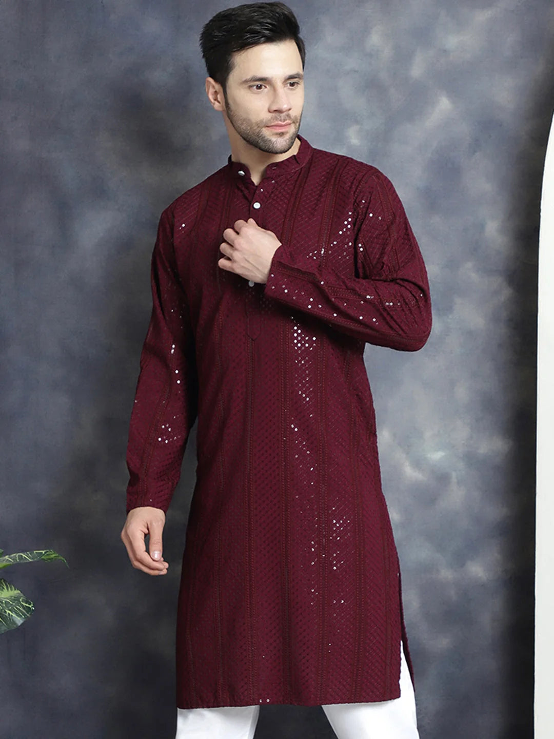 Chikankari Embroidered Men's Kurta | Indian Kurta Collection