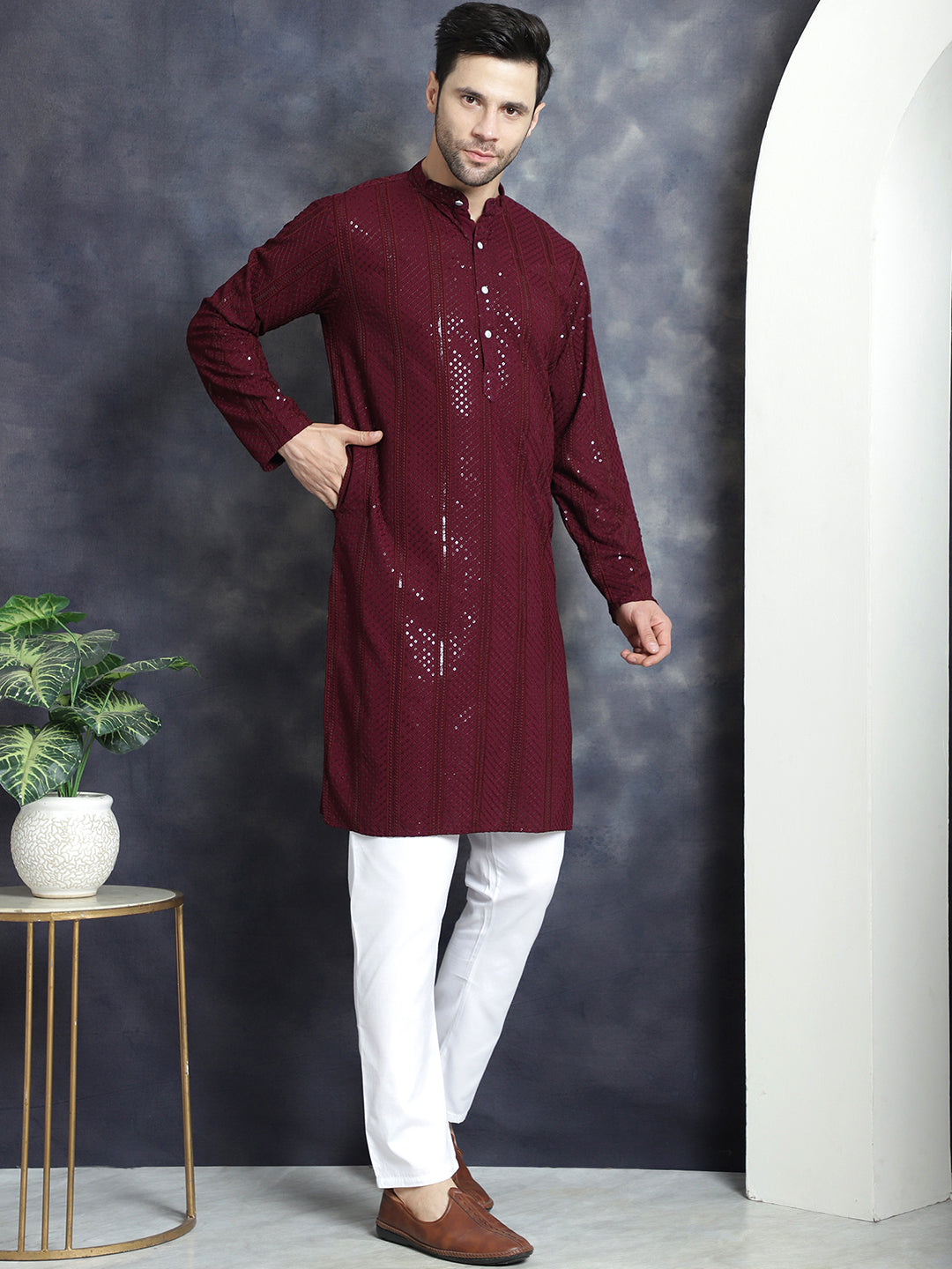 Chikankari Embroidered Men's Kurta | Indian Kurta Collection