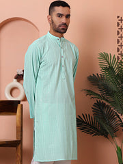 Men's Sequins Embroidered Kurtas-KO-5015Sky