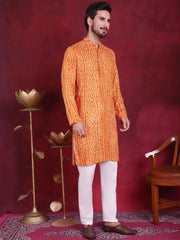 Men's Bandhani Printed Kurtas. ( KO 5016 Orange )