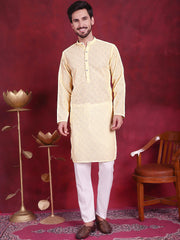 Chikankari Embroidered Kurtas ( KO 5017 Yellow )