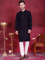 Sequins Chikankari Kurtas ( KO 5018 Navy )